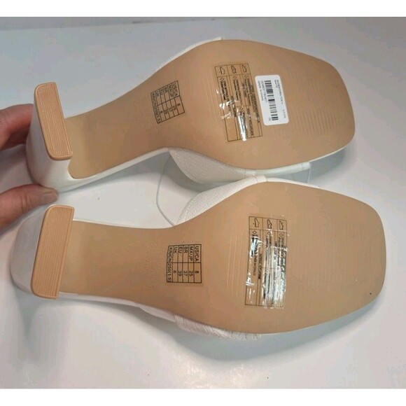 YVO People Open Toe White High heeled Slip On sandal Snakeskin Embossed Sz 8 W - Picture 7 of 9